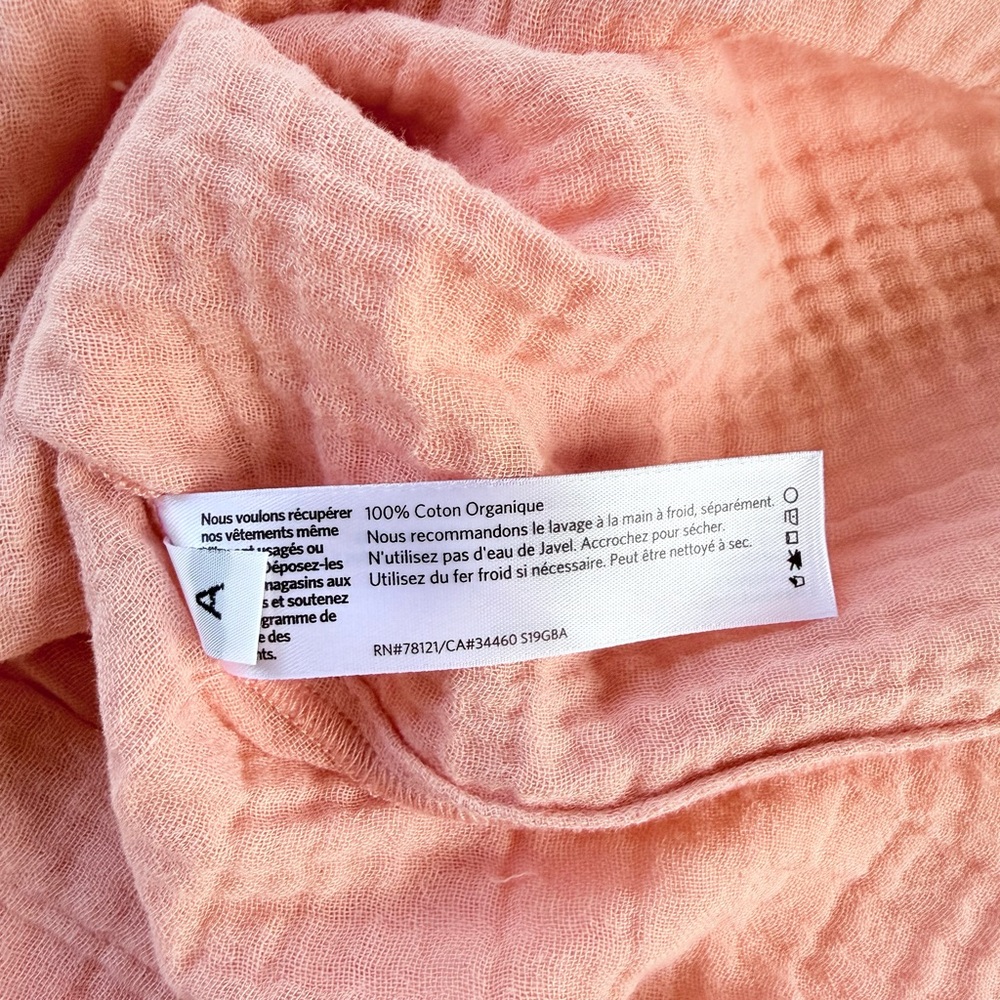 NWT Eileen Fisher Organic Cotton Lofty Gauze Classic Collar Button Shirt Peach S - Picture 14 of 15